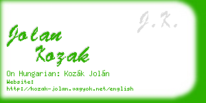 jolan kozak business card